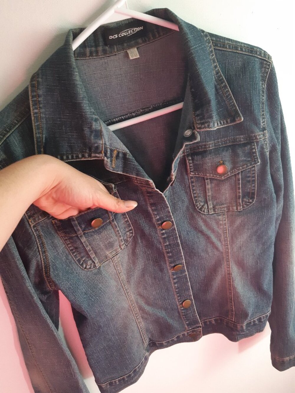 DCS Collection Blue Jean Denim Jacket Medium Coat Fashion Women Vintage Y2K - Picture 3 of 10